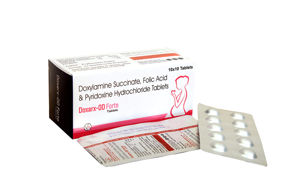 Doxylamine succinate pyridoxine and folic acid tablets, used in gynaecology/gynecology, available in PCD pharma franchise available at best rates and quality